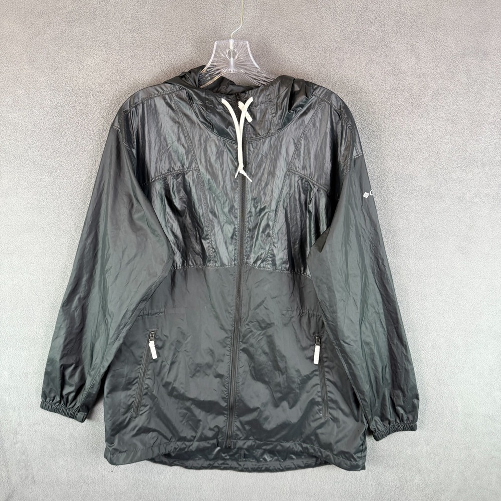 Columbia Windbreaker Mens Large Jacket Black Rain Shell‎ Packable Lightweight